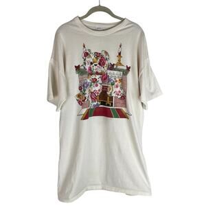 Vintage Milaca Christmas floral teddy bear sleep shirt